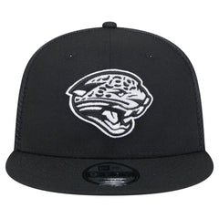 New Era Jacksonville Jaguars Black Main Trucker 9FIFTY Snapback Hat | NFL