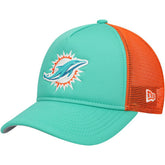 Miami Dolphins New Era Youth A-Frame 9FORTY Trucker Adjustable Hat Aqua | NFL