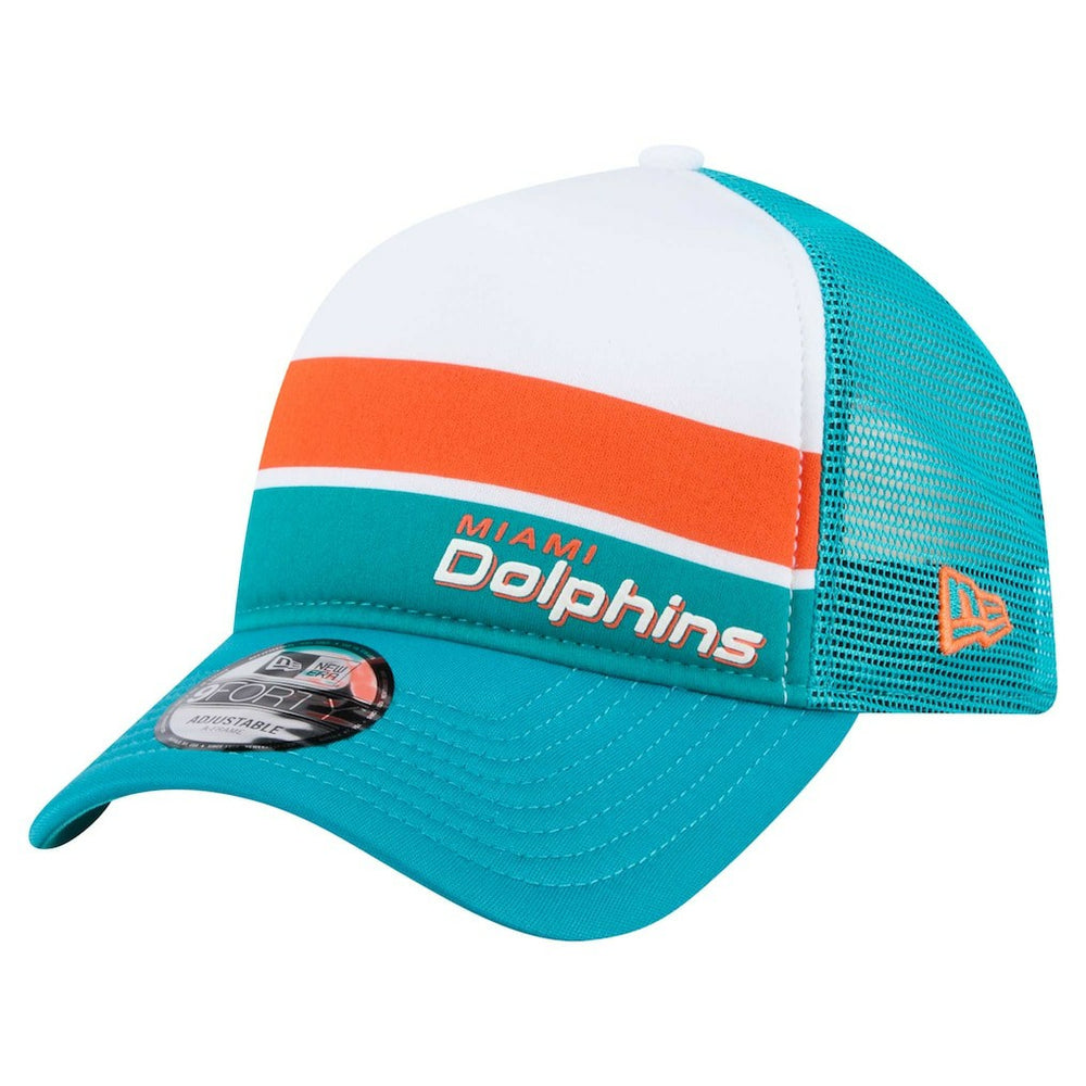 Miami Dolphins New Era Youth Sport Night Color Block 9FORTY A-Frame Trucker Adjustable Hat Aqua | NFL