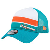 Miami Dolphins New Era Youth Sport Night Color Block 9FORTY A-Frame Trucker Adjustable Hat Aqua | NFL
