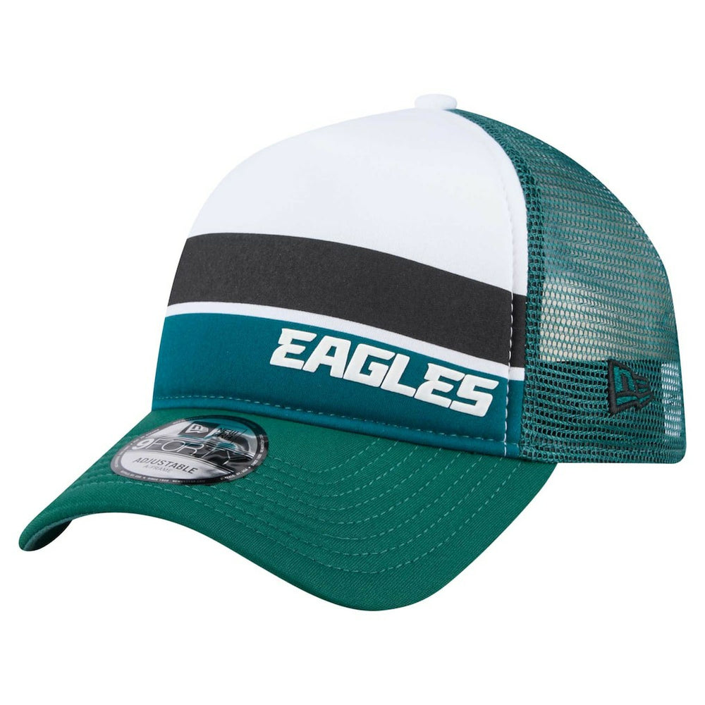 Philadelphia Eagles New Era Youth Sport Night Color Block 9FORTY A-Frame Trucker Adjustable Hat Midnight Green | NFL