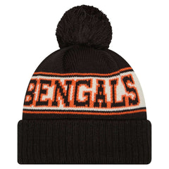 Cincinnati Bengals Youth New Era Retro Cuffed Knit Hat with Pom Black | NFL