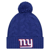 New York Giants New Era Girls Youth Cabled Cuffed Knit Hat with Pom Royal | NFL