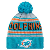 Miami Dolphins New Era Youth Main Cuffed Knit Hat with Pom Aqua | NFL