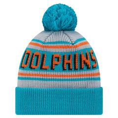 Miami Dolphins New Era Youth Main Cuffed Knit Hat with Pom Aqua | NFL