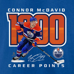 Connor McDavid Edmonton Oilers 1,000 Career Points T-Shirt - Royal - NHL