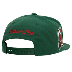 New Jersey Devils Mitchell & Ness Retro Script Colorblock Snapback Hat - Green - NHL