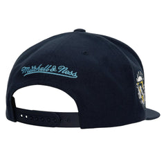 Pittsburgh Penguins Mitchell & Ness Retro Script Colorblock Snapback Hat - Navy - NHL