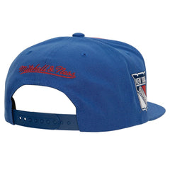 New York Rangers Mitchell & Ness Retro Script Colorblock Snapback Hat - Blue - NHL
