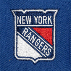 New York Rangers Mitchell & Ness Retro Script Colorblock Snapback Hat - Blue - NHL