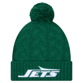 New York Jets New Era Women's Cable Cuffed Knit Hat with Pom Green | NFL
