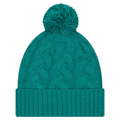 Miami Dolphins New Era Women's Cable Cuffed Knit Hat with Pom Aqua | NFL