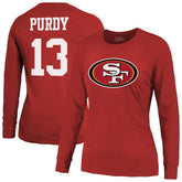 Brock Purdy San Francisco 49ers Majestic Threads Women's Player Name & Number Long Sleeve T-Shirt Scarlet | NFL