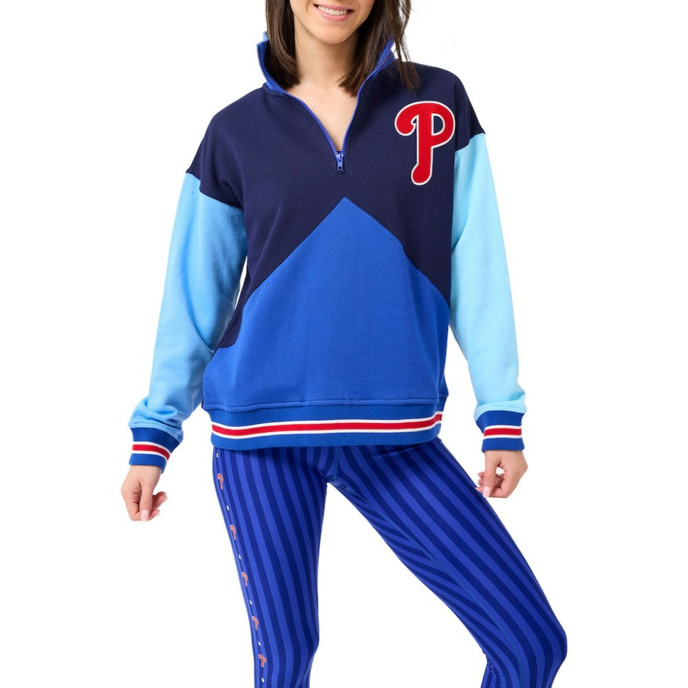 Philadelphia Phillies Terez Women's Classic Colorblock Quarter-Zip Sweatshirt - MLB