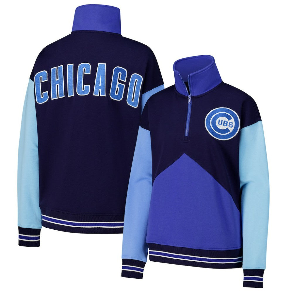 Chicago Cubs Terez Women's Classic Colorblock Quarter-Zip Sweatshirt - MLB