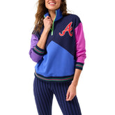 Atlanta Braves Terez Women's Classic Colorblock Quarter-Zip Sweatshirt - MLB
