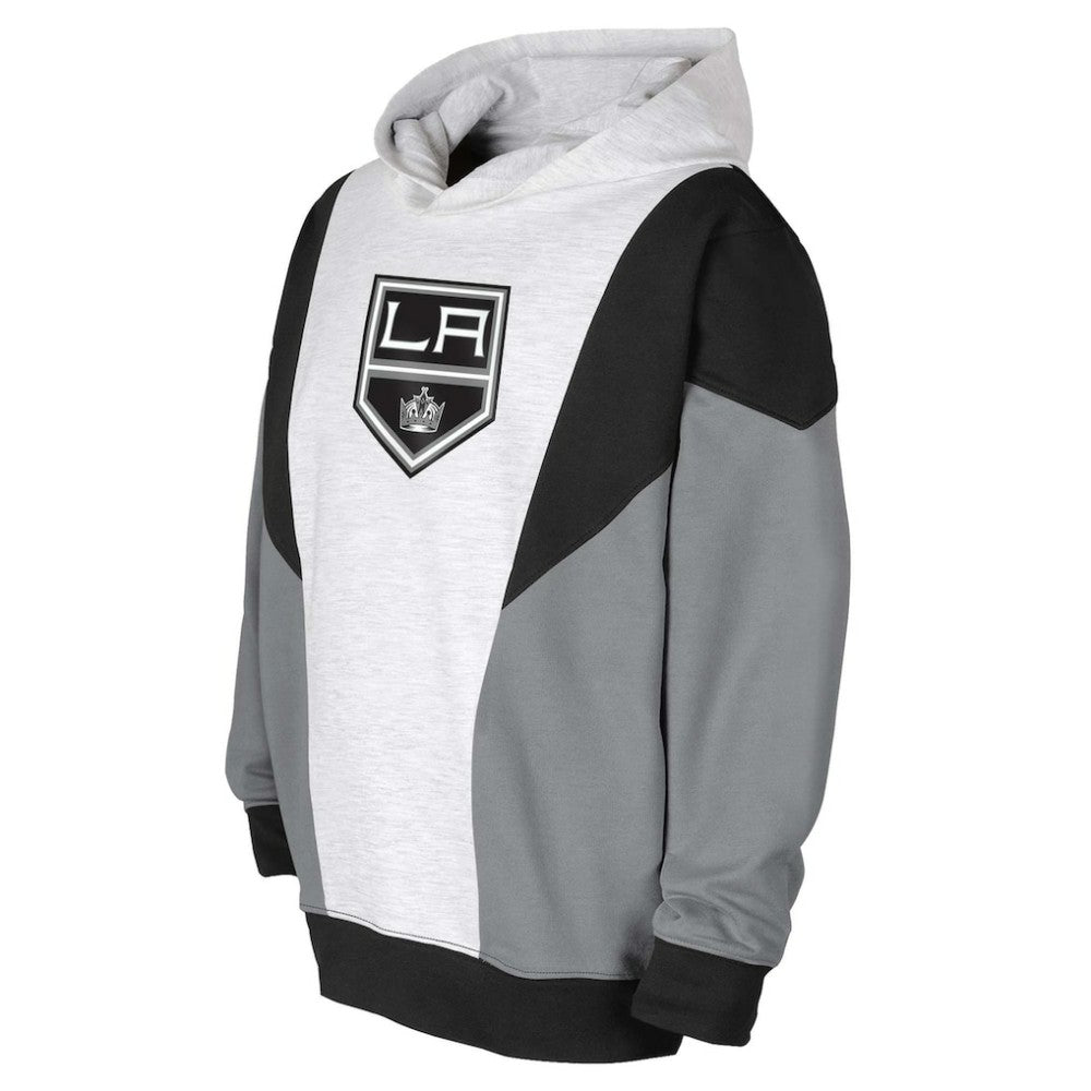 Los Angeles Kings Youth Champion League Fleece Pullover Hoodie - Ash/Black - NHL