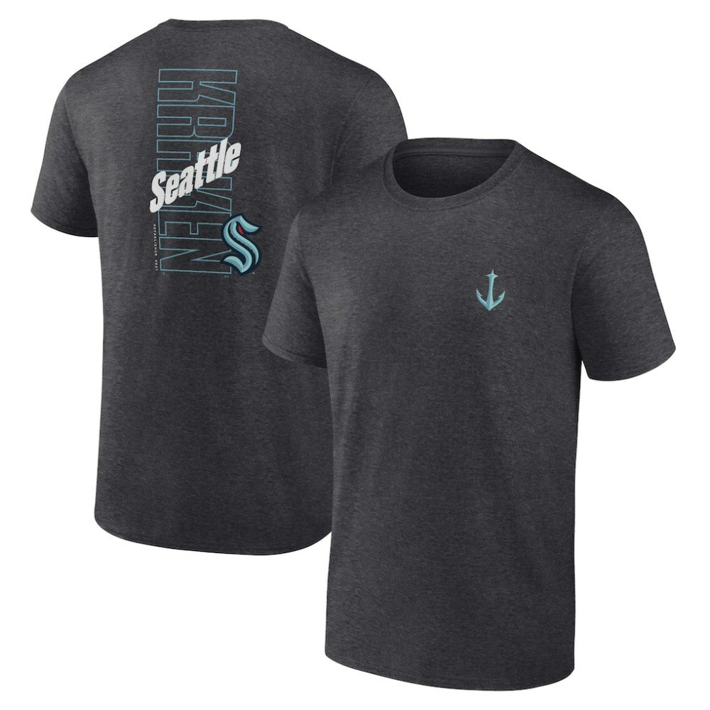 Seattle Kraken Fanatics Backbone T-Shirt - Heather Charcoal - NHL