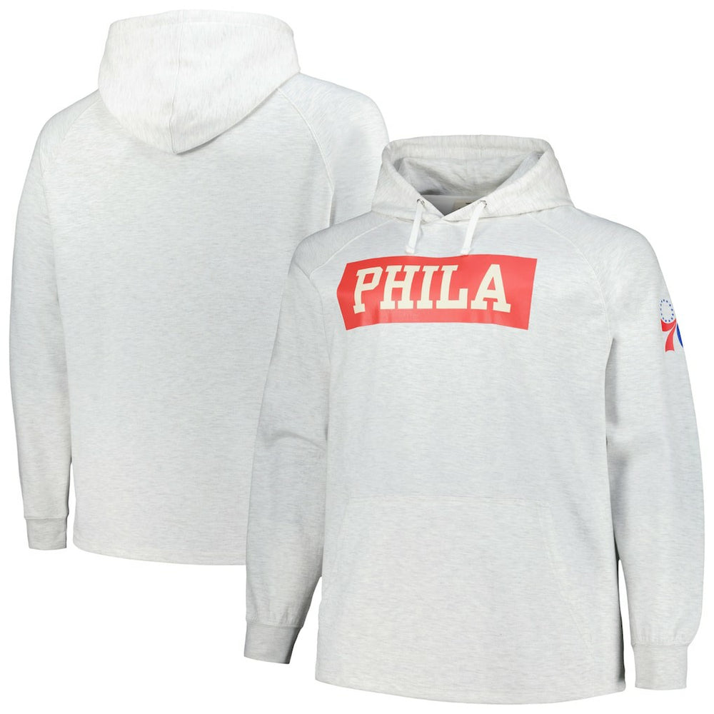 Philadelphia 76ers Big & Tall Raglan Tri-Blend Pullover Hoodie Ash - NBA