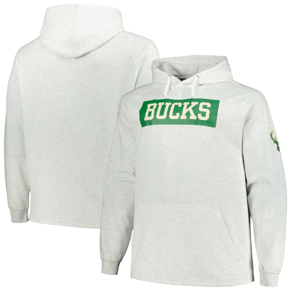 Milwaukee Bucks Big & Tall Raglan Tri-Blend Pullover Hoodie Ash - NBA
