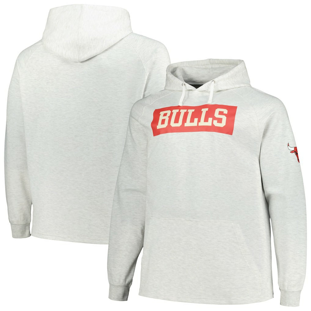 Chicago Bulls Big & Tall Raglan Tri-Blend Pullover Hoodie Ash - NBA