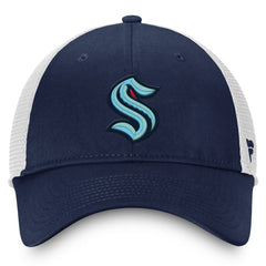 Seattle Kraken Fanatics Core Primary Logo Trucker Adjustable Hat - Deep Sea Blue/White - NHL