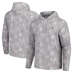 Miami Dolphins Palm Frenzy Hoodie Long Sleeve T-Shirt Gray | Tommy Bahama