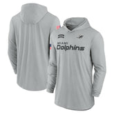 Miami Dolphins 2024 Salute to Service Lightweight Dri-FIT Long Sleeve Hoodie T-Shirt Gray | Nike for Sale