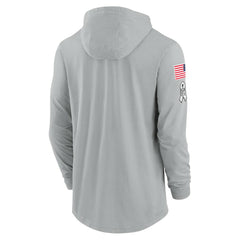 New Orleans Saints 2024 Salute to Service Lightweight Dri-FIT Long Sleeve Hoodie T-Shirt Gray | Nike for Sale