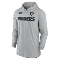 Las Vegas Raiders 2024 Salute to Service Lightweight Dri-FIT Long Sleeve Hoodie T-Shirt Gray | Nike for Sale