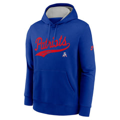New England Patriots Rewind Club Logo Pullover Hoodie Royal | Nike for Sale