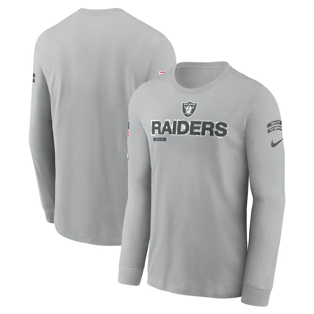 Las Vegas Raiders 2024 Salute To Service Long Sleeve T-Shirt Gray | Nike for Sale