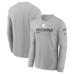 Cleveland Browns 2024 Salute To Service Long Sleeve T-Shirt Gray | Nike for Sale