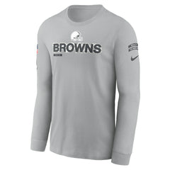 Cleveland Browns 2024 Salute To Service Long Sleeve T-Shirt Gray | Nike for Sale
