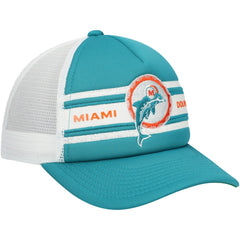 Miami Dolphins Youth Stripe Trucker Adjustable Hat Aqua | Mitchell & Ness