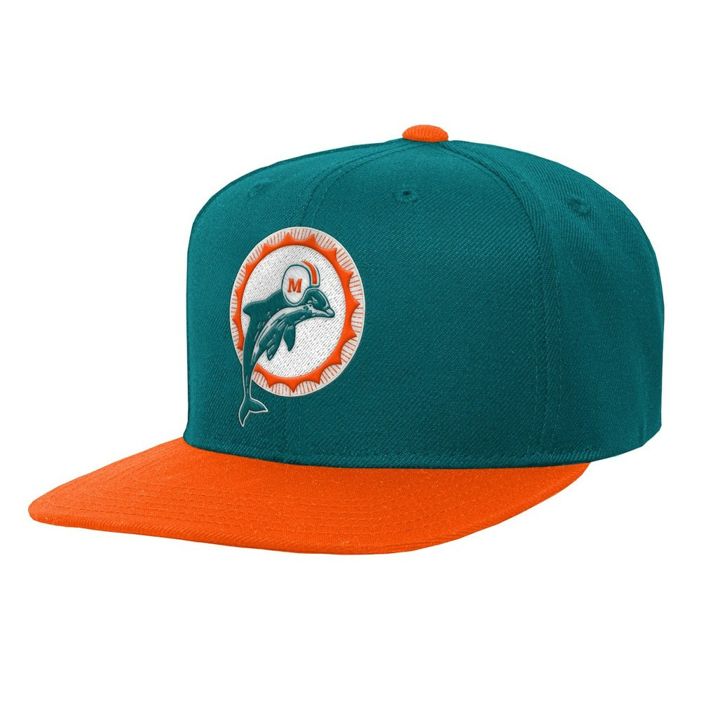 Miami Dolphins Youth Team Two-Tone Snapback Hat Aqua | Mitchell & Ness