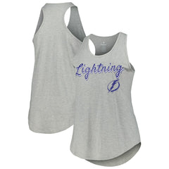 Tampa Bay Lightning Fanatics Women's Plus Size Racerback Tank Top - Heather Gray - NHL