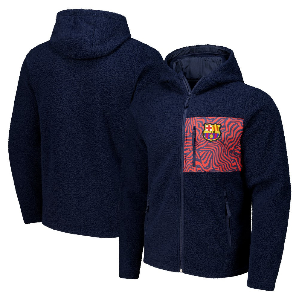 Barcelona Sherpa Full-Zip Hoodie Jacket Navy - FIFA World CUP