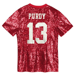 Brock Purdy San Francisco 49ers Girls Youth Sequin V-Neck Fashion Jersey Scarlet | NFL