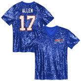 Josh Allen Buffalo Bills Girls Youth Sequin V-Neck Fashion Jersey Royal | NFL