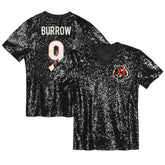 Joe Burrow Cincinnati Bengals Girls Youth Sequin V-Neck Fashion Jersey Black | NFL