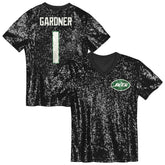 Sauce Gardner New York Jets Girls Youth Sequin V-Neck Fashion Jersey Black | NFL