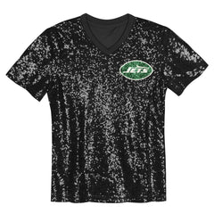Sauce Gardner New York Jets Girls Youth Sequin V-Neck Fashion Jersey Black | NFL