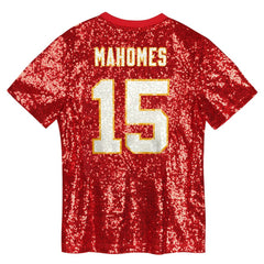 Patrick Mahomes Kansas City Chiefs Girls Youth Sequin V-Neck Fashion Jersey Red | NFL