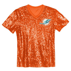 Tyreek Hill Miami Dolphins Girls Youth Sequin V-Neck Fashion Jersey Orange | NFL
