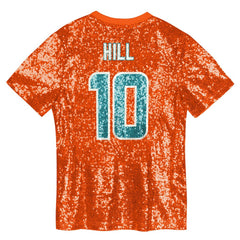 Tyreek Hill Miami Dolphins Girls Youth Sequin V-Neck Fashion Jersey Orange | NFL