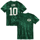 Jordan Love Green Bay Packers Girls Youth Sequin V-Neck Fashion Jersey Green | NFL