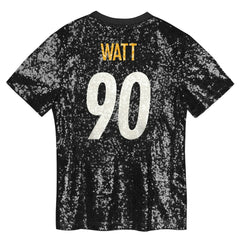 T.J. Watt Pittsburgh Steelers Girls Youth Sequin V-Neck Fashion Jersey Black | NFL