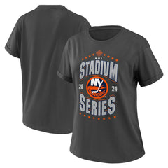 New York Islanders WEAR by Erin Andrews Women's 2024 NHL Stadium Series Boyfriend T-Shirt - Charcoal - NHL