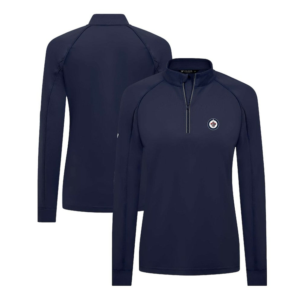 Winnipeg Jets Levelwear Women's Kinetic Insignia Core Quarter-Zip Pullover Top - Navy - NHL